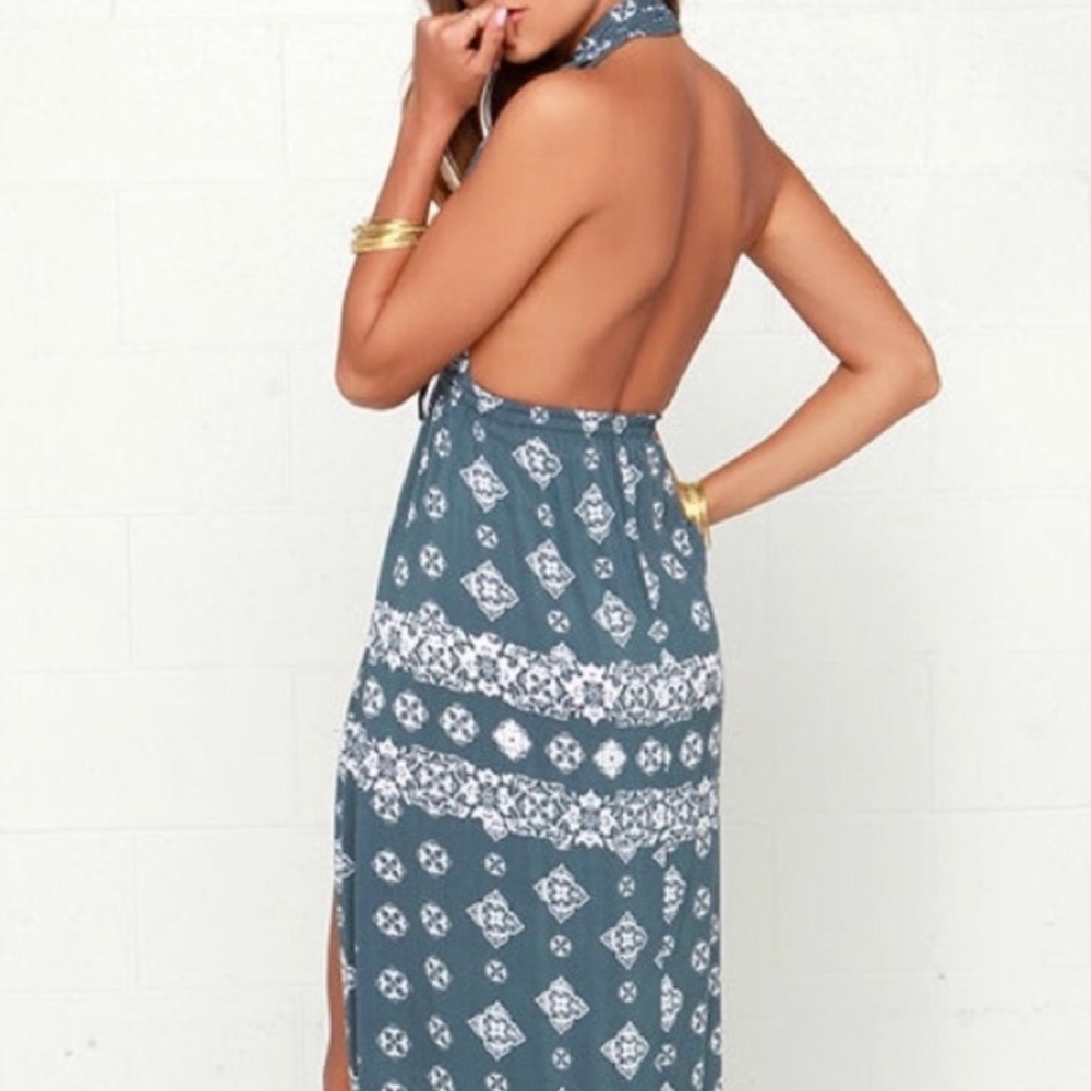 Faithful the Brand Pale Blue & White Printed Maxi Dress.